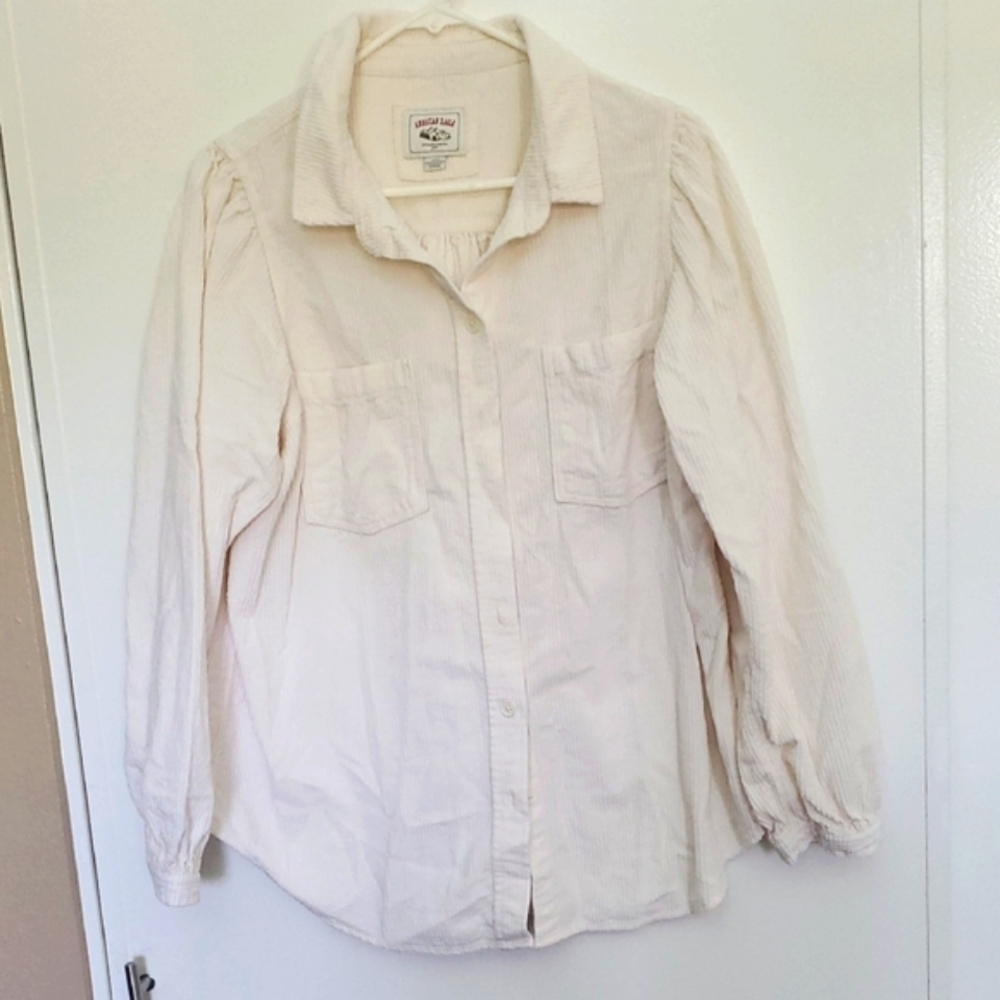 American Eagle Outfitters White Corduroy Shirt